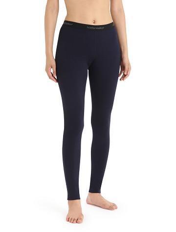 Women's Icebreaker Merino 200 Oasis Thermal Leggings Base Layers Midnight Navy | CA 1030MQZA